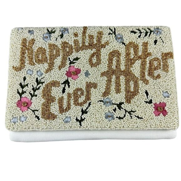 Happily Ever After Beaded Clutch Crossbody Purse Bridal Shower Wedding Gift NWT - Picture 3 of 10